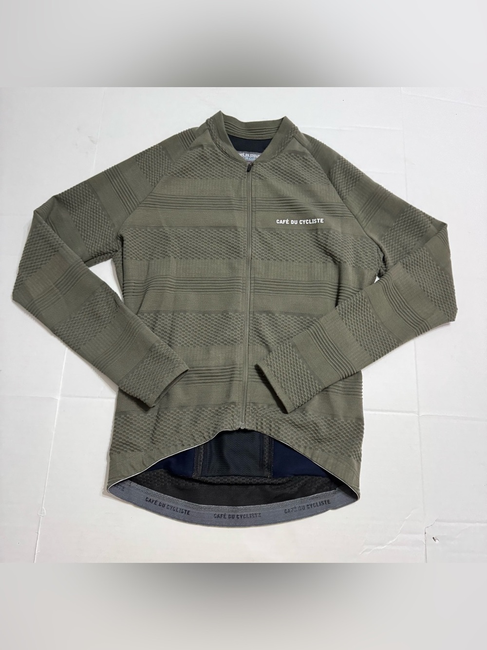 Cafe Du Cycliste Corinne Men's Long Sleeve Cycling Jersey Olive Green Size M